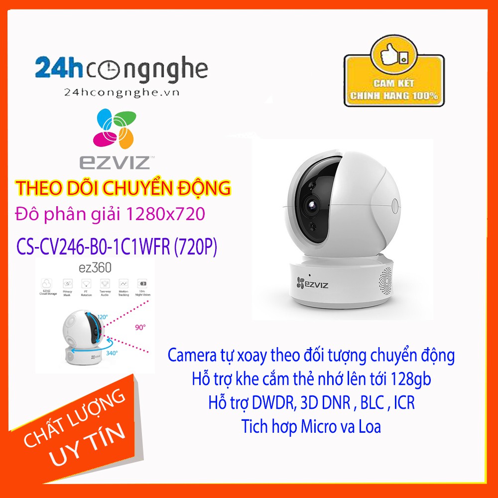 Camera wifi trong nhà CV246 720P Theo dõi chuyển động thông minh, chính hãng bảo hành 24 tháng