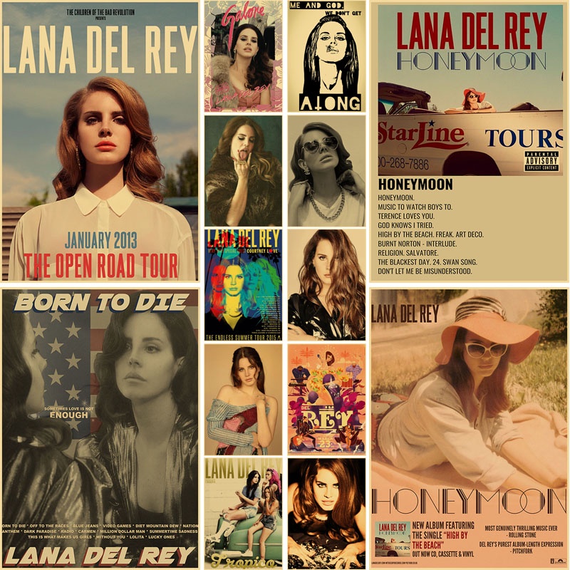 Lana Del Rey Pop Ca Sĩ Giấy Kraft Poster Trang Trí Nhà In Hình Phòng Thanh Trang Trí Hình Ảnh Dán Tường