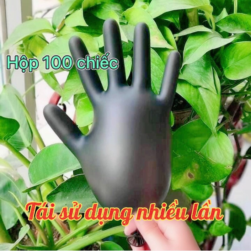 Găng Tay Đen Y Tế Không Bột Hộp 100 Chiếc , Găng Tay Cao Su Phun Xăm Spa Salon Tóc Thẩm Mỹ Viện