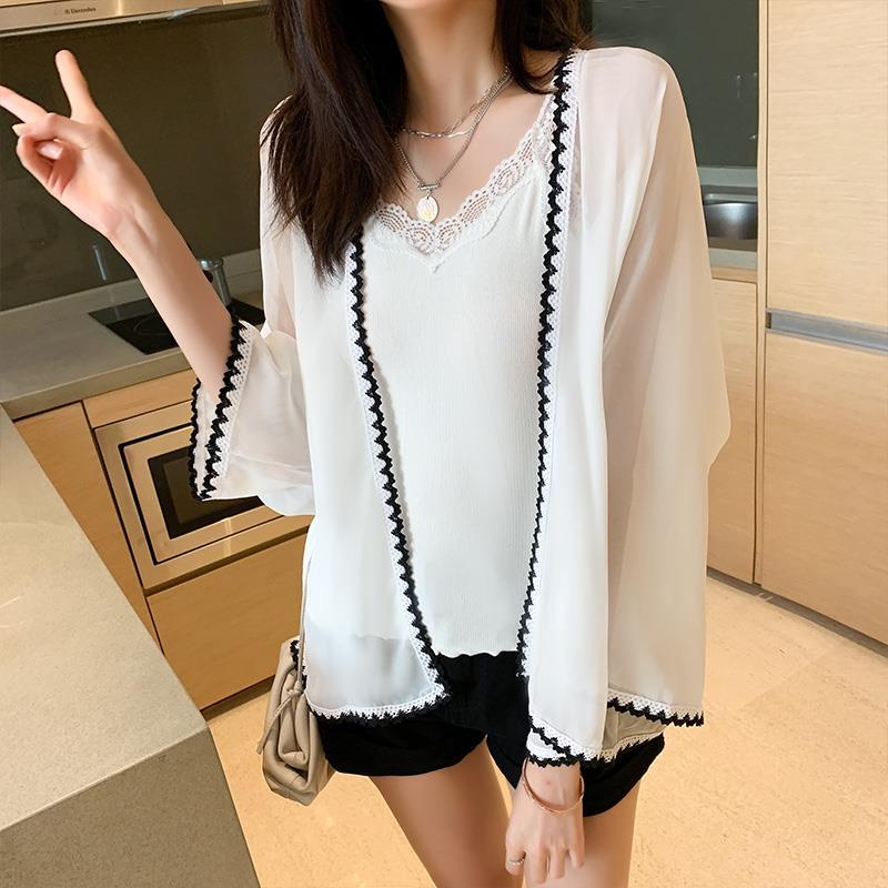 Áo Khoác cardigan Vải chiffon Mỏng Tay Dài Thời Trang Mùa Hè Cho Nữ
