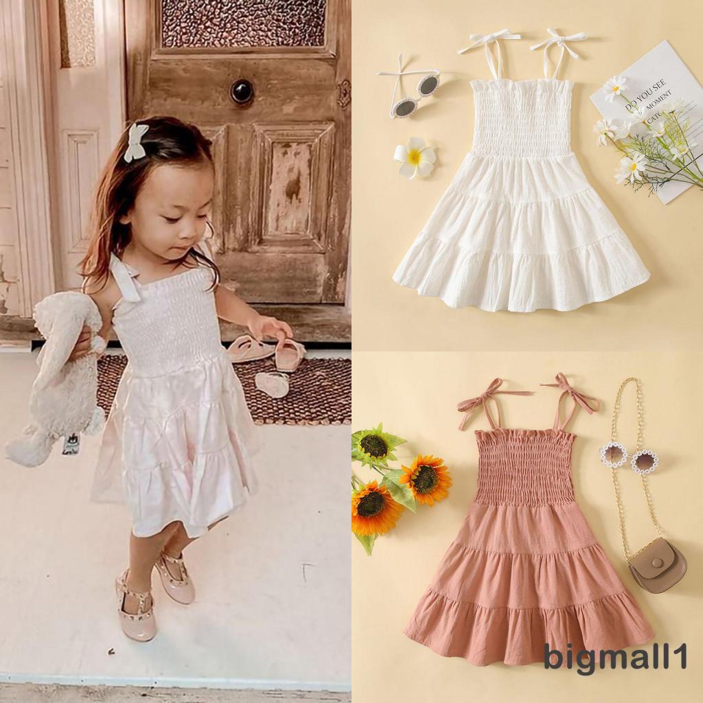 Đầm Xòe Hai Dây Nhiều Màu Sắc Xinh Xắn Cho Bé Gái Từ 6 Tháng - 4 Tuổi