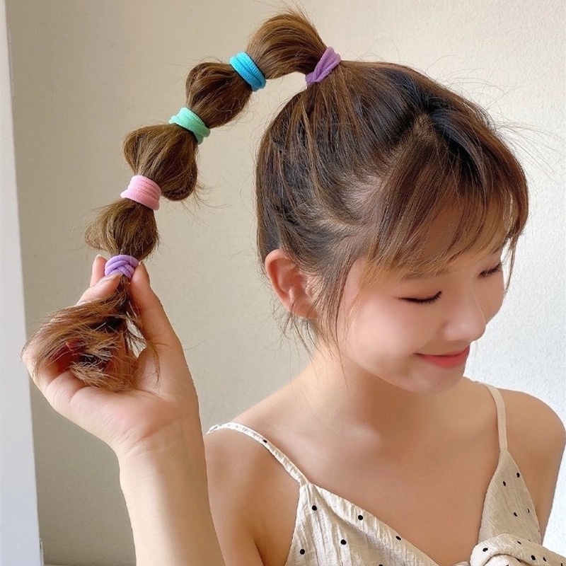 Set 100 Dây Cột Tóc Co Giãn Nhiều Màu Sắc Dễ Thương Dành Cho Nữ