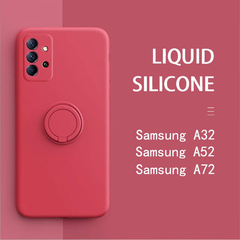 Ốp lưng Samsung A72 A71 A70 A52 A51 A50 A32 A30 A20 Vỏ silicone lỏng Bao da toàn bộ Máy ảnh có Giá đỡ vòng