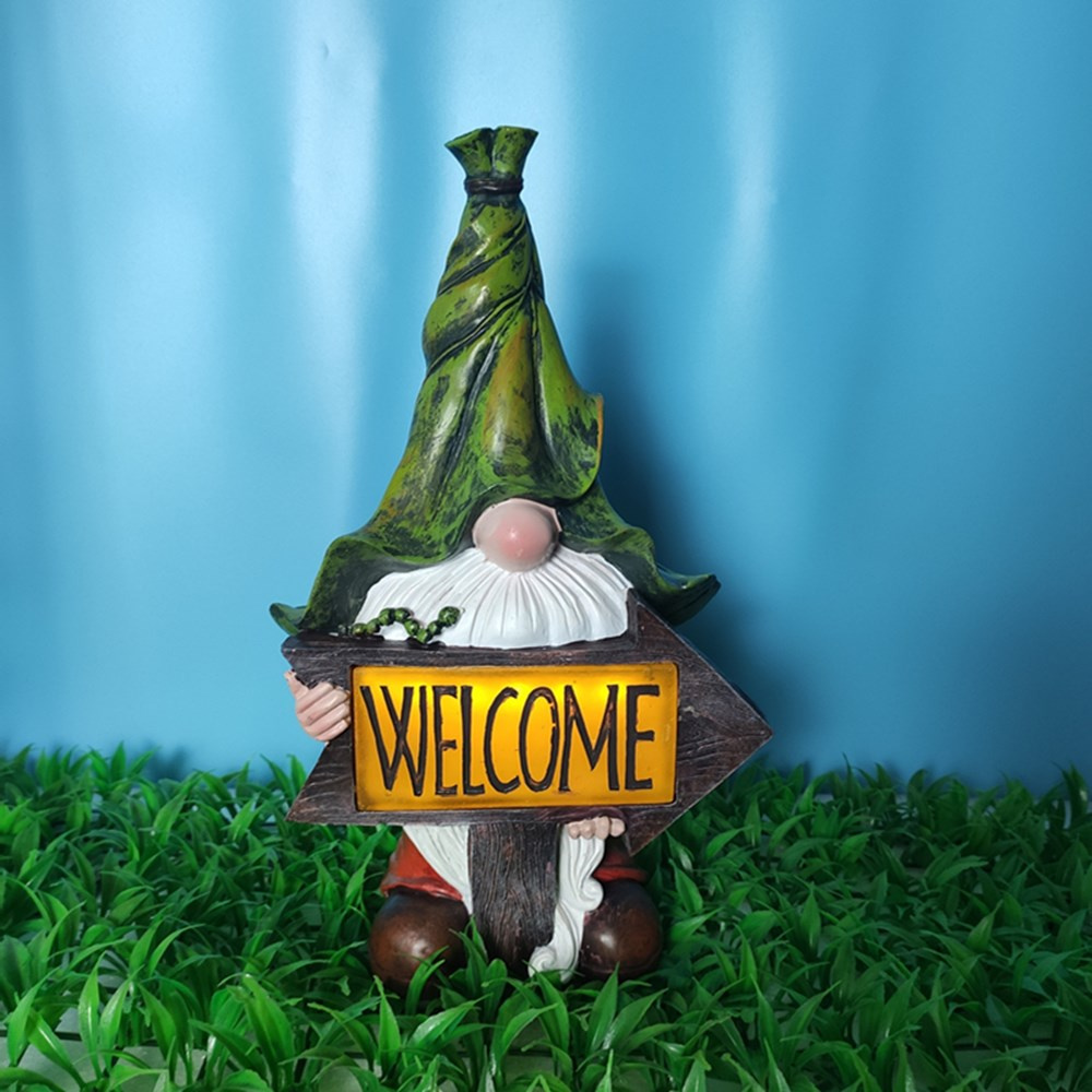 BEAUTY Gift Yard Gnome Solar LED Lights Garden Statue Garden Gnome Porch Outdoor Winter Decorations Ornament Lawn Gnome Figurine Patio Welcome Sign