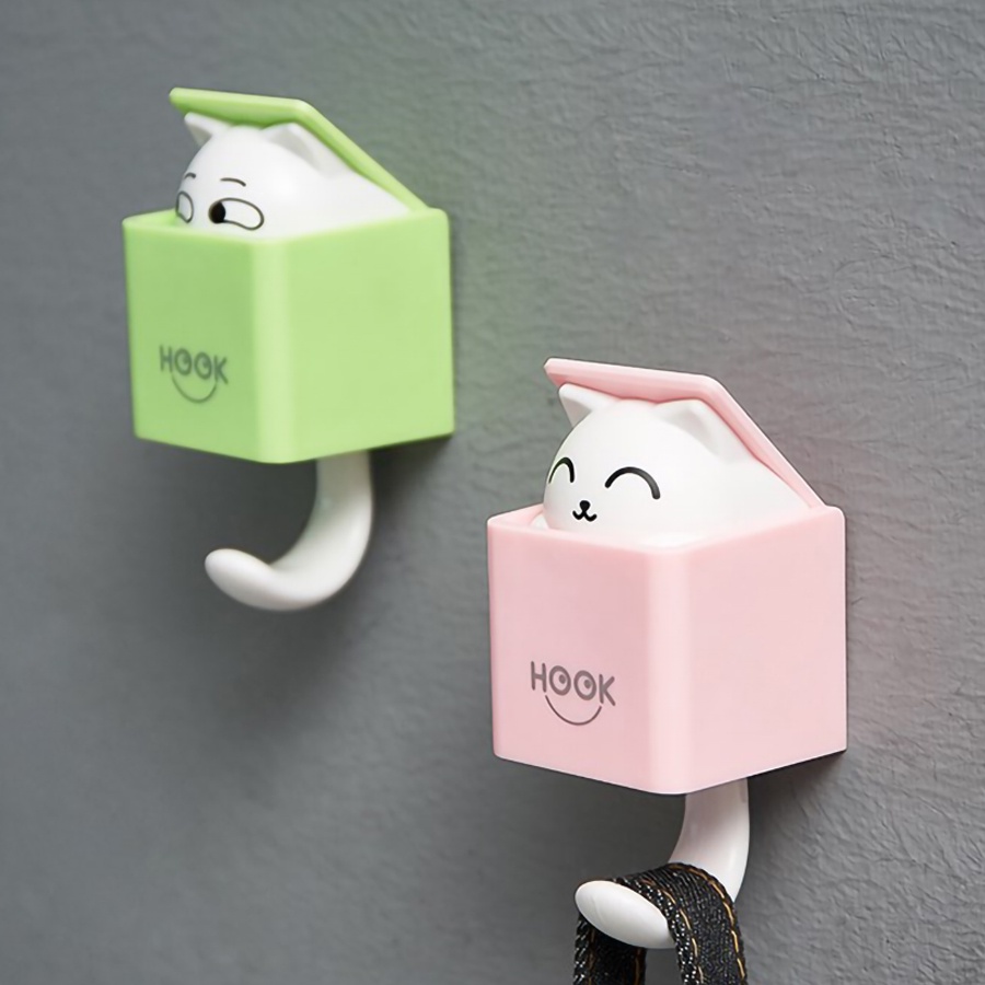 Móc treo chìa khoá, móc dán tường dễ thương mèo gật gù_MEO