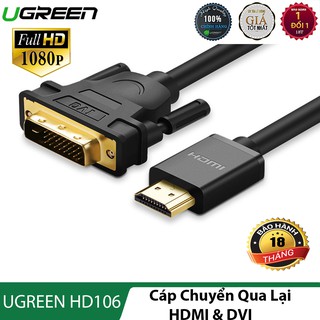 Cáp chuyển cổng HDMI sang cổng DVI l Độ phân giải full HD 1080p l UGREEN HD106