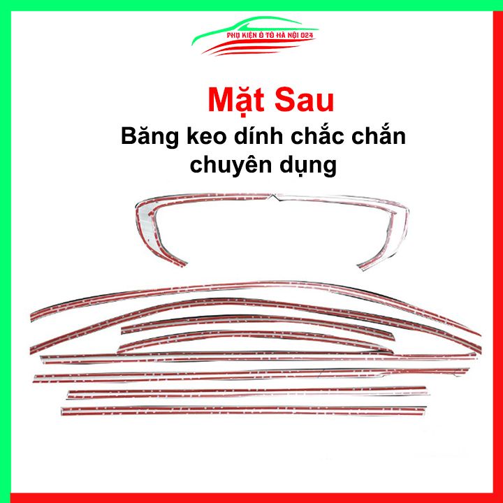 Bộ nẹp viền chân kính cong kính Cerato 2019-2023 Inox sáng bóng chuẩn form xe