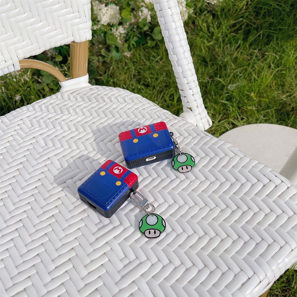 Vỏ Bảo Vệ Hộp Sạc Tai Nghe Bluetooth AirPods 1 2 pro 3 2021 gen3 Bằng Tpu Dẻo Họa Tiết Hoạt Hình Mario Dễ Thương Chống Sốc / Rơi