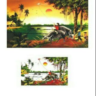 Tranh đính đá làng quê việt lv387_70×50cm