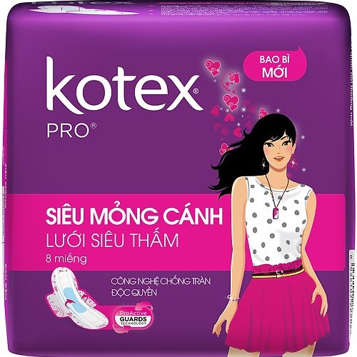 8 Gói Băng Vệ Sinh Kotex Pro mỏng cánh