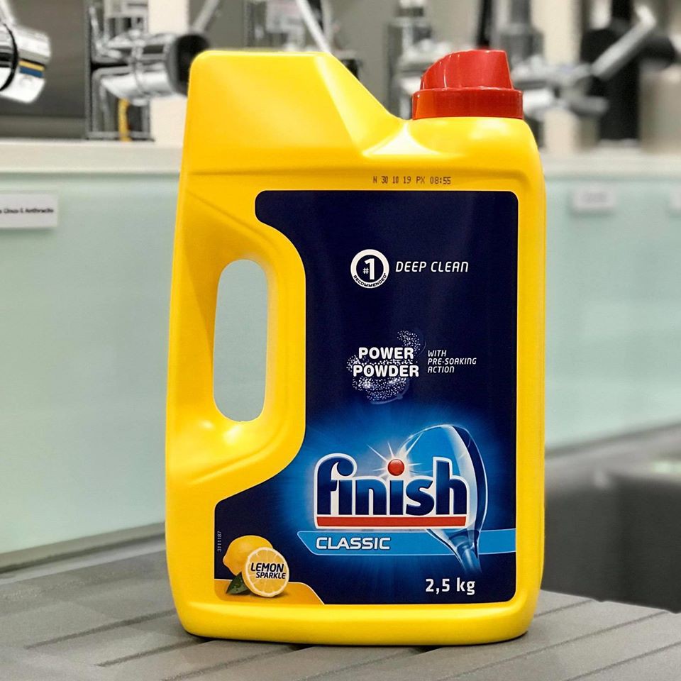 Combo: Bột rửa bát Finish 2,5kg + Nước làm bóng Finish 800ml