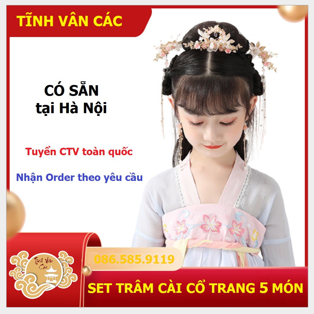 Set trâm cài cổ trang 5 món Tĩnh Vân Các (có sẵn)