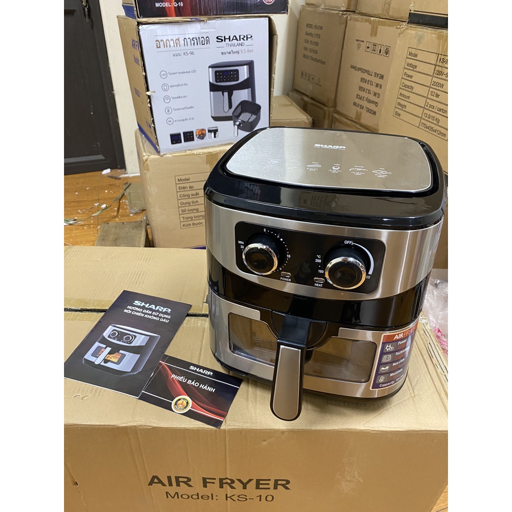 Nồi chiên Không dầu Sharp10L/12L THÁI LAN,Mặt kính dễ quan sát,Dung tích lớn,Chiên nhanh,Tiết kiệm điện Bảo Hành 12Tháng
