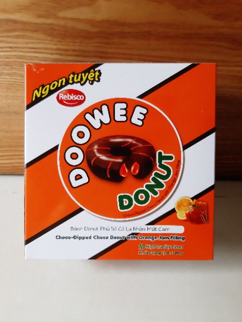 BÁNH DOOWEE DONUT I ĐỦ VỊ (SOCOLA, KEM SỮA, MỨT CAM, DÂU)I 10 Cái/ Hộp