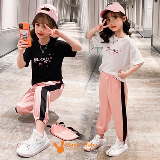 Áo Thun Ngắn Tay In Hình Quả Đào + Quần Dài Thể Thao Cho Bé Gái