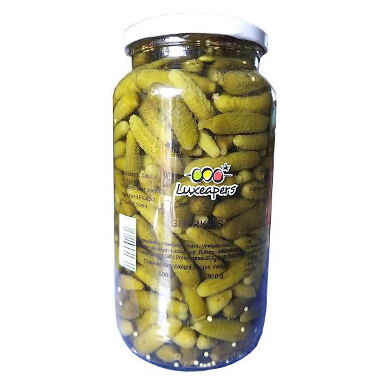 Dưa Chuột Bao Tử Ngâm Luxeapers Baby Gherkins in Brine - Hàng nhập Tây Ban Nha 950gr