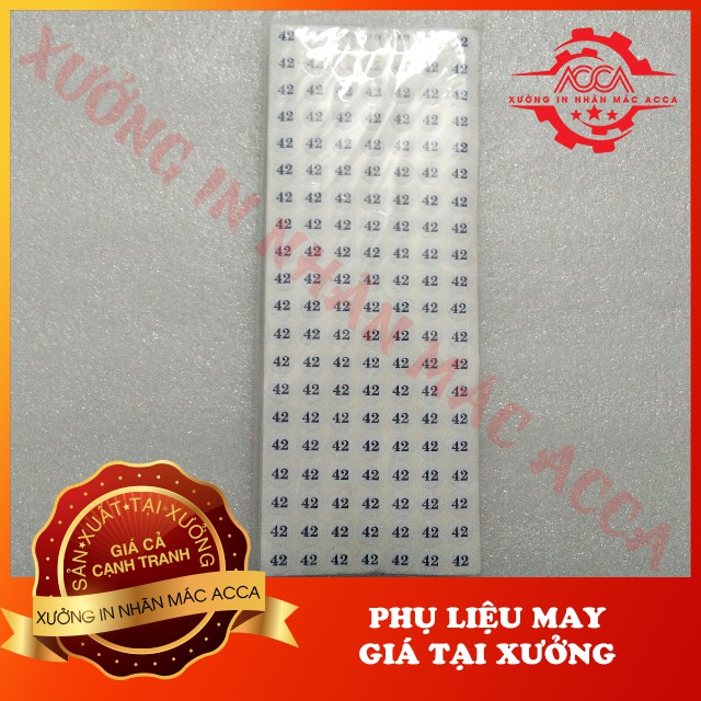 TEM DECAL SIZE SỐ QUẦN ÁO GIẦY DÉP  SỐ TỪ 1 ĐẾN 42 .DECAL SỐ TỪ XS ĐẾN 3XL