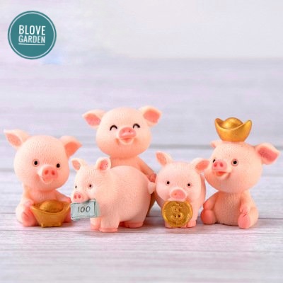 Lợn vàng phong thủy trang trí tiểu cảnh, nhà cửa, bánh kem, topper cake , heo vàng trang trí bánh