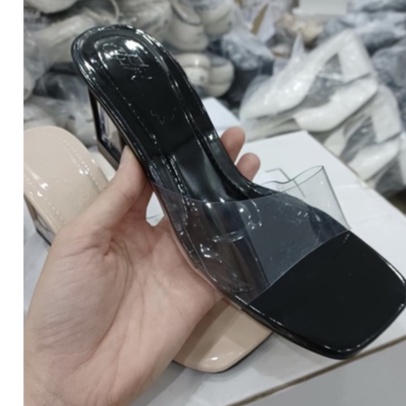 Xả kho 3 ngày: Guốc / dép/ giày hở mũi cao gót 7f gót vuông quai trong hottrend 4 màu - AC78