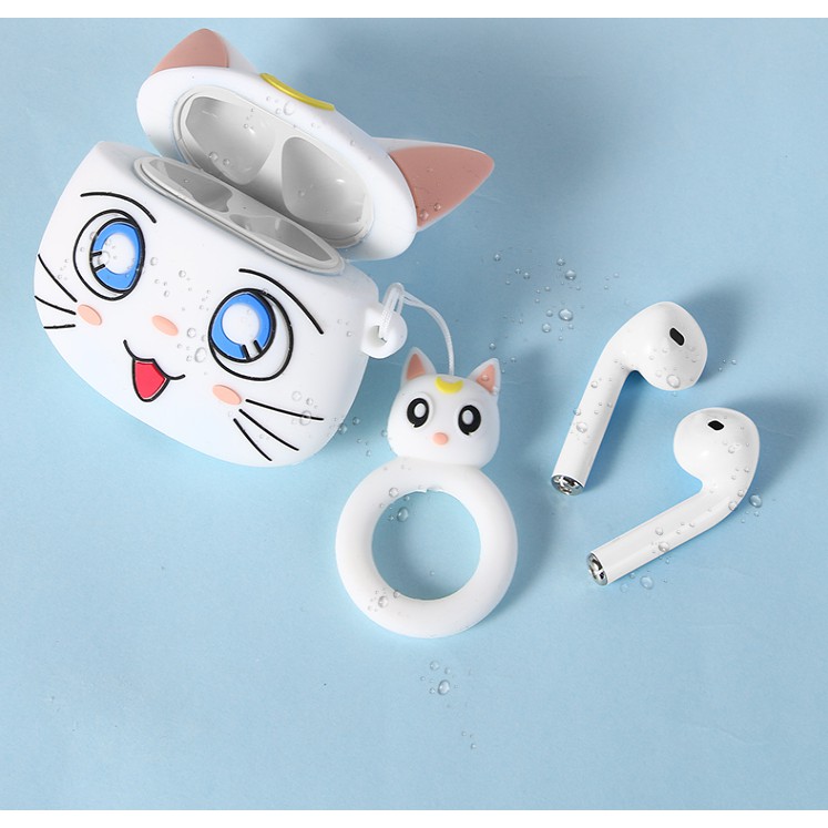 Tai Nghe Airpod 1 2 Case Chất Liệu Silicon Dẻo Hình Mèo Thuỷ Thủ Mặt Trăng Dễ Thương