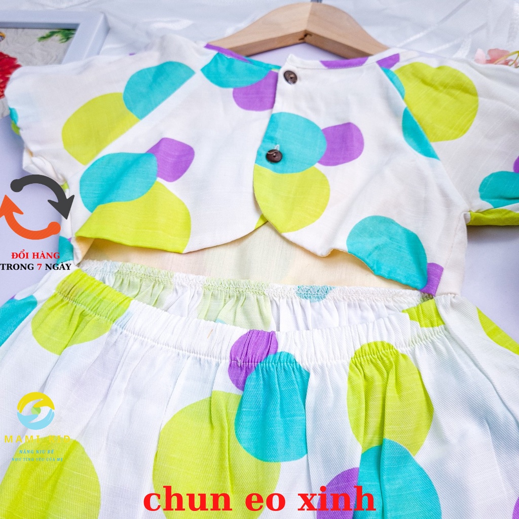 váy đầm bé gái chất đũi nền chấm bi sang chảnh, 12-40kg ,Mamikid