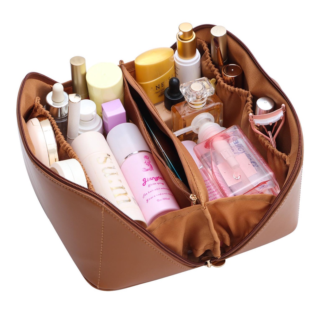 Túi Đựng Mỹ Phẩm Da PU Chống Thấm Nước Thiết Kế Phẳng Trang Điểm Đi Du Lịch