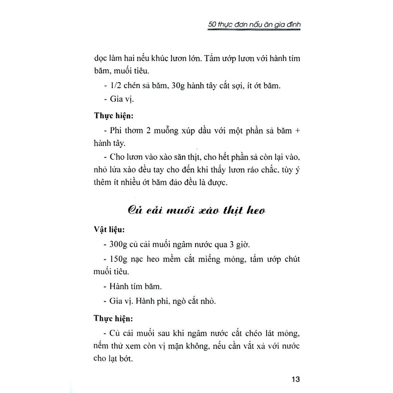 Sách - 50 Thực Đơn Nấu Ăn Gia Đình