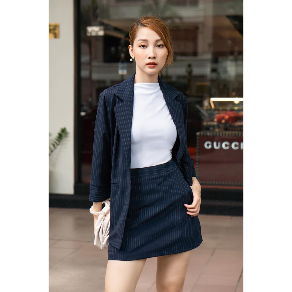 ÁO - NAVY STRIPPED SET BLAZER - Blazer kiểu Hàn