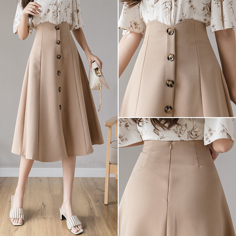 Chân váy lưng cao form chữ A phong cách Hàn Quốc thanh lịch trẻ trung cho nữ | BigBuy360 - bigbuy360.vn