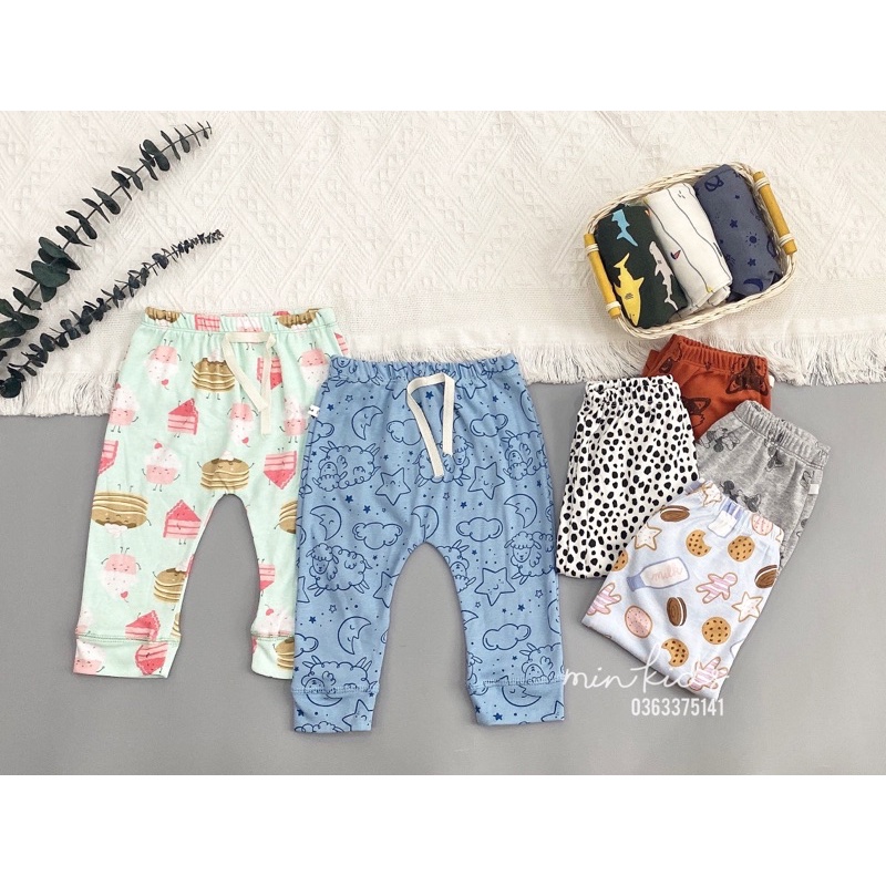 Quần dài cotton đũng rộng cho bé trai, bé gái