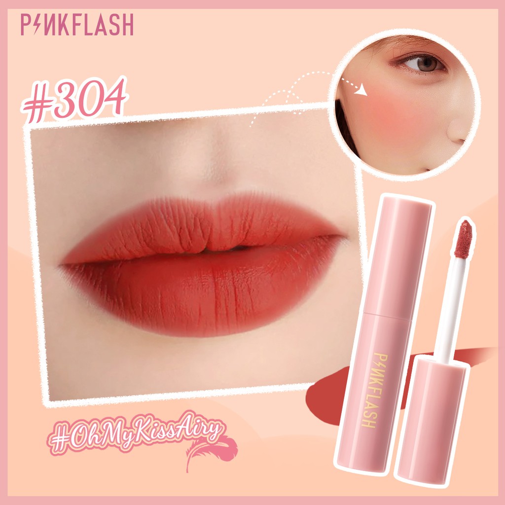 Set son lì PINKFLASH Kiss Air Matte Liquid chống nước và sử dụng kép cho má hồng 60g (302+304+306)