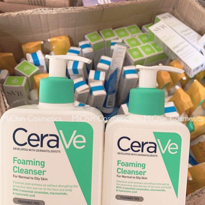 Có sẵn - Sữa rửa mặt Cerave Foaming Cleanser da khô/dầu, SA Smoothing da nhạy cảm 236ml, 355ml, 473ml