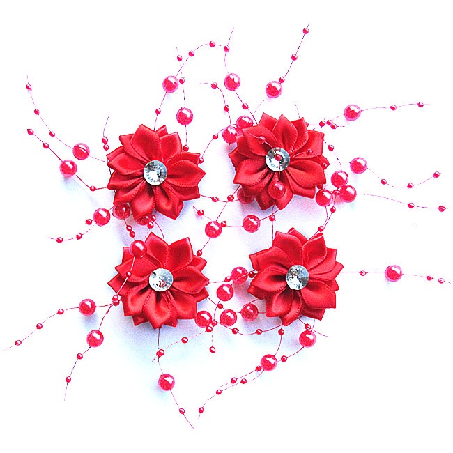 Kẹp tóc hoa vải tua rua màu sắc đáng yêu cho bé BE06