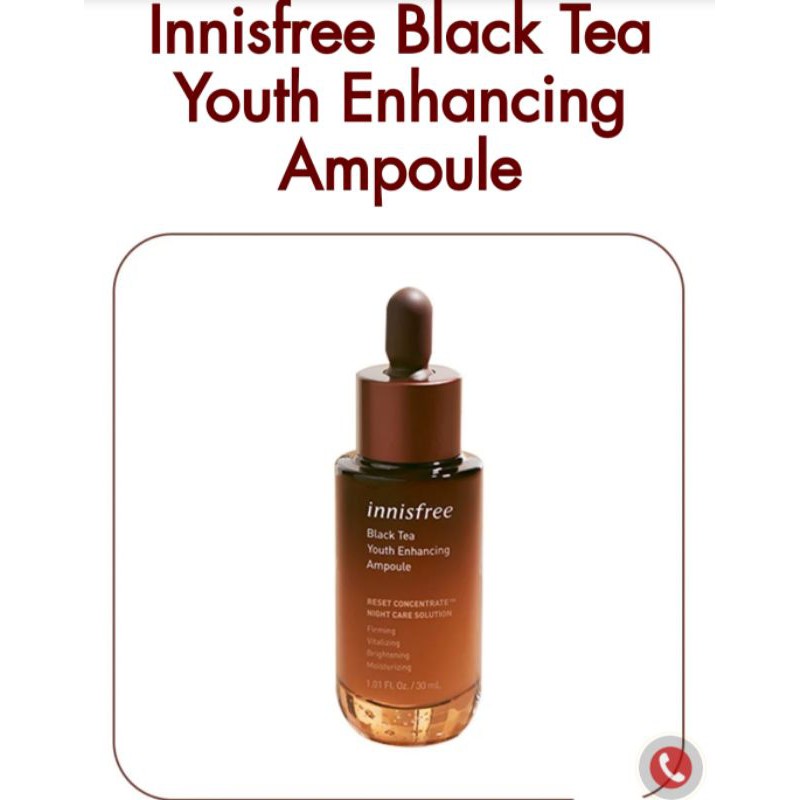 Tinh chất chống lão hóa ban đêm chiết xuất trà đen Innisfree Black Tea Youth Enhancing Ampoule