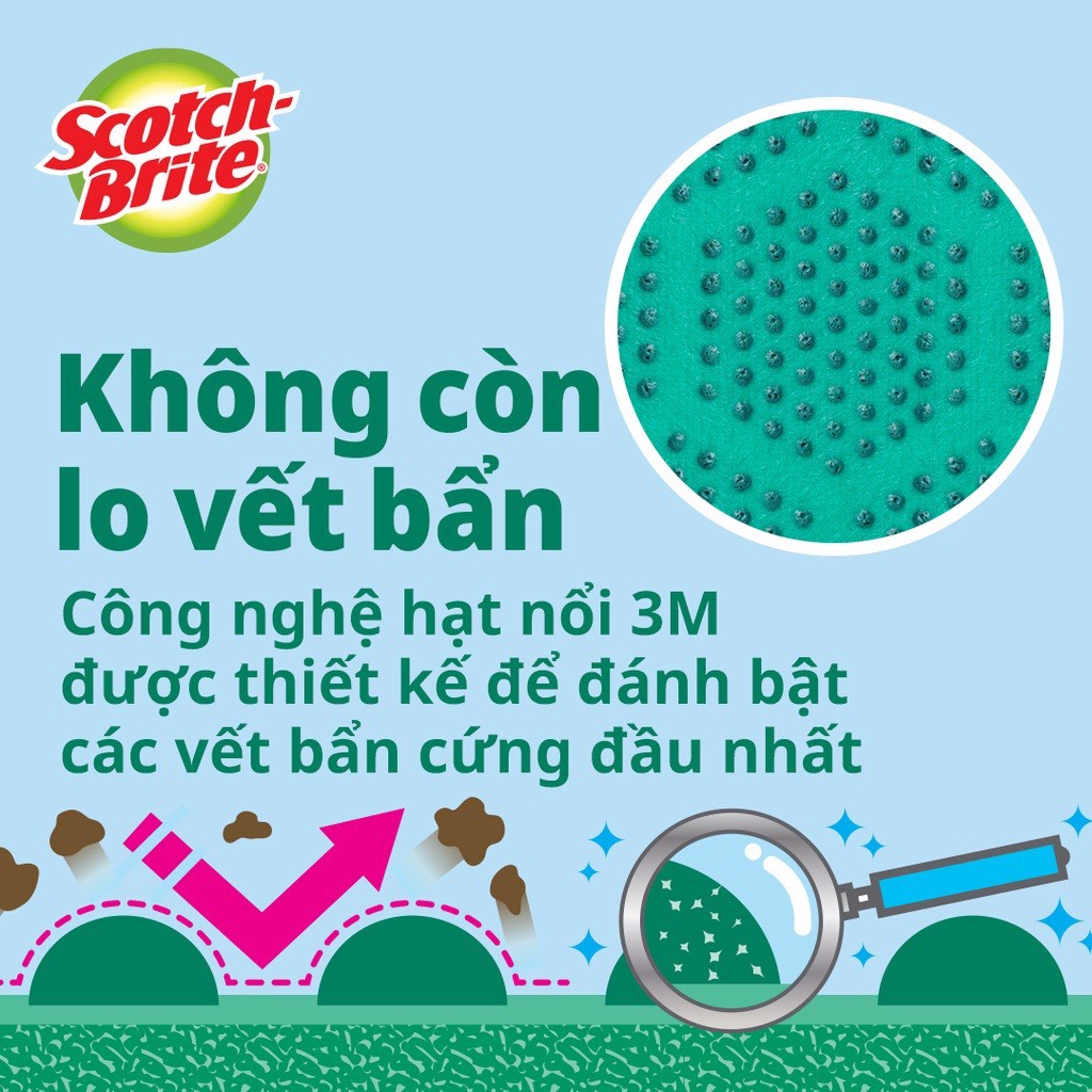 Miếng rửa chén Scotch Brite 3M đa năng, mút kháng khuẩn, không bám cặn, hạt nổi, không trầy xước màu cam/xanh