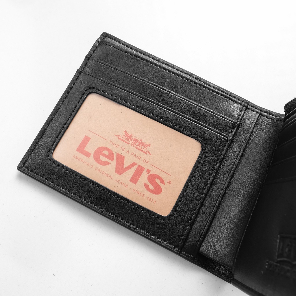 Set 𝙇𝙚𝙫𝙞𝙨 Ví  Da Bò 𝙇𝙚𝙫𝙞'𝙨 Logo Đỏ + Móc khóa Da dây trơn 2 Màu Nâu Và Đen Hàng FullBox Túi Giấy Quà Tặng Cực Sang