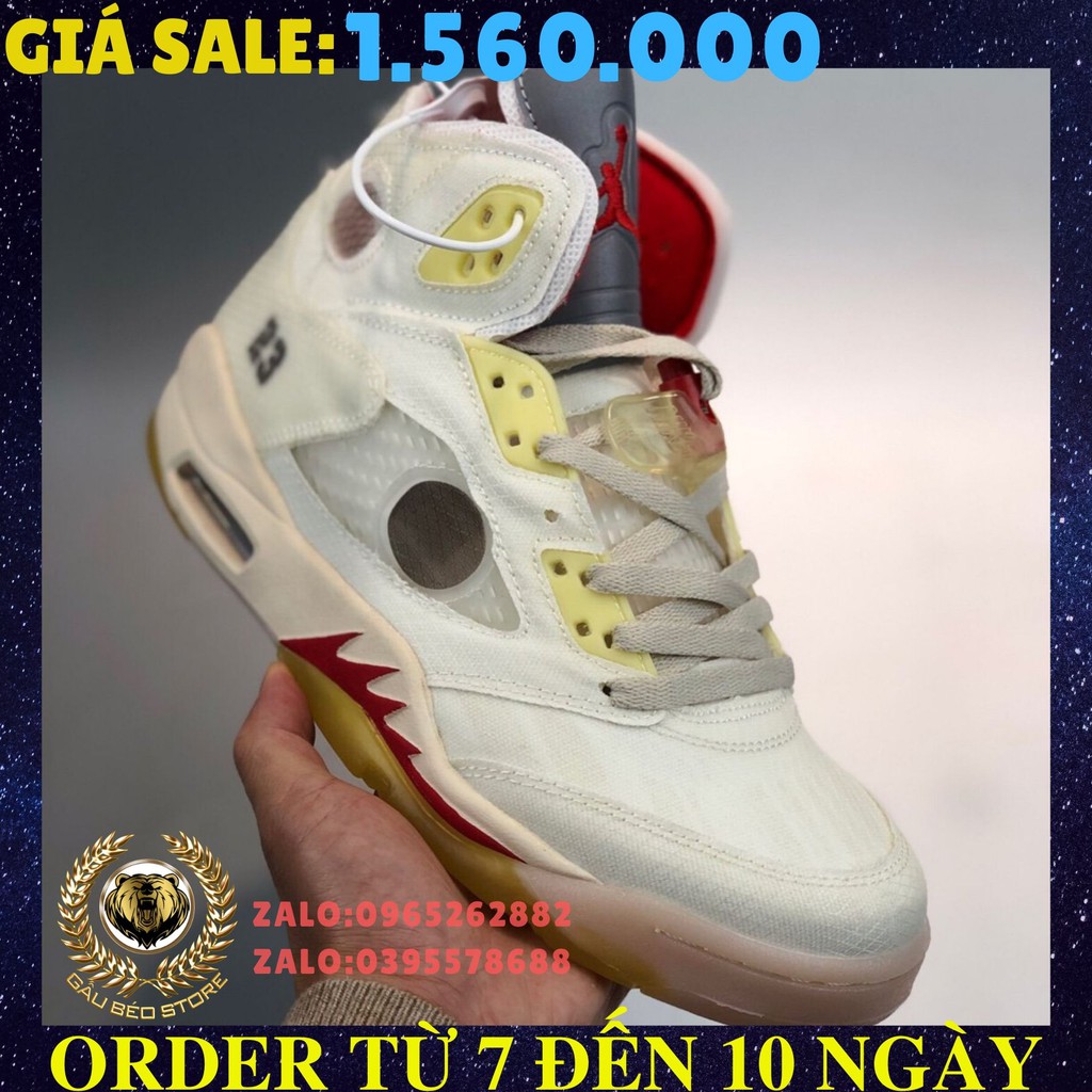 📦 FULLBOX 🌐 ORDER  🎀 SALE 50% 🎀 💯 ẢNH THẬT 🏷 OFF-WHITE X Air Jordan 5 OW 🏷 👟 GIÀY NAM NỮ 👟