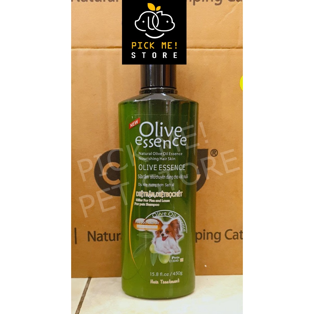 Sữa tắm cho Chó Mèo Olive Essence 450ml |Oliu |Ôliu |Ô liu - Poodle, Lông trắng, Lông tối màu, Dưỡng lông, Mềm mượ