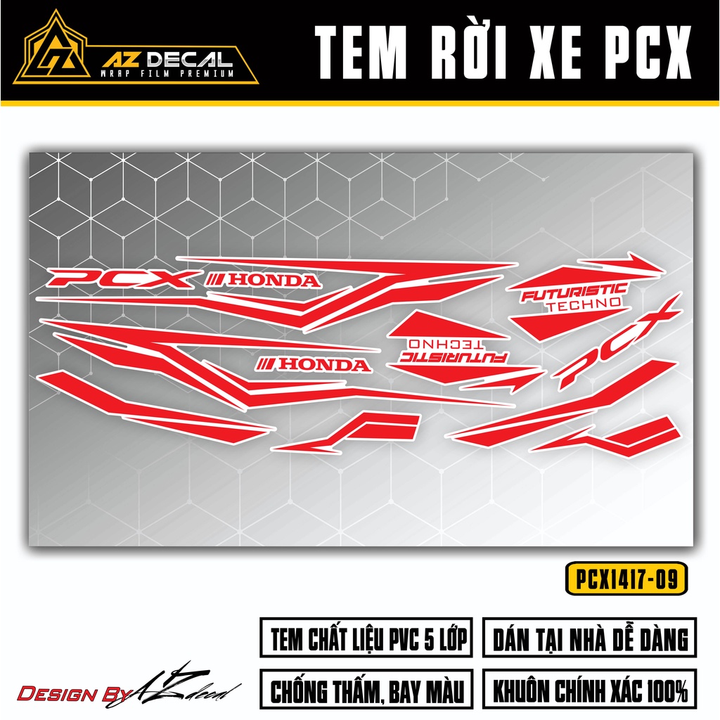 Tem Rời Dán Xe Máy PCX Mẫu Futuristic Technology | PCX-09 | Decal Chế PCX 125 150 160 Chống Nước, Bền Màu