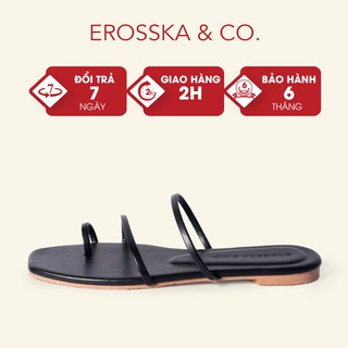 Dép đi biển thời trang Erosska 2021 thiết kế phối dây trẻ trung màu đen _ DE033