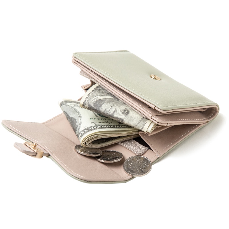 Ví Da Pu Dáng Ngắn Đựng Thẻ Thiết Kế Xinh Xắn Cho Nữ