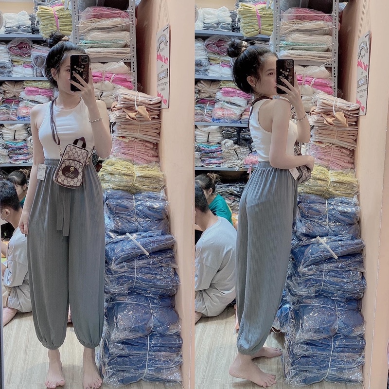Quần bom dáng thụng ,ống rộng ,bo chân