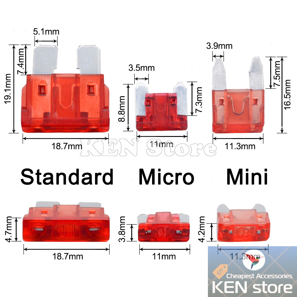 Cầu chì xe máy, xe ô tô (5A ~ 30A) size mini và size chuẩn