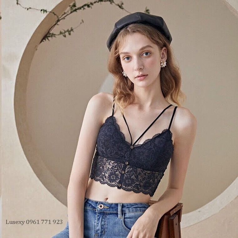 Áo 2 dây ren choker nàng thơ siêu xinh - Áo choker mặc trong vest nữ màu đen màu trắng | BigBuy360 - bigbuy360.vn