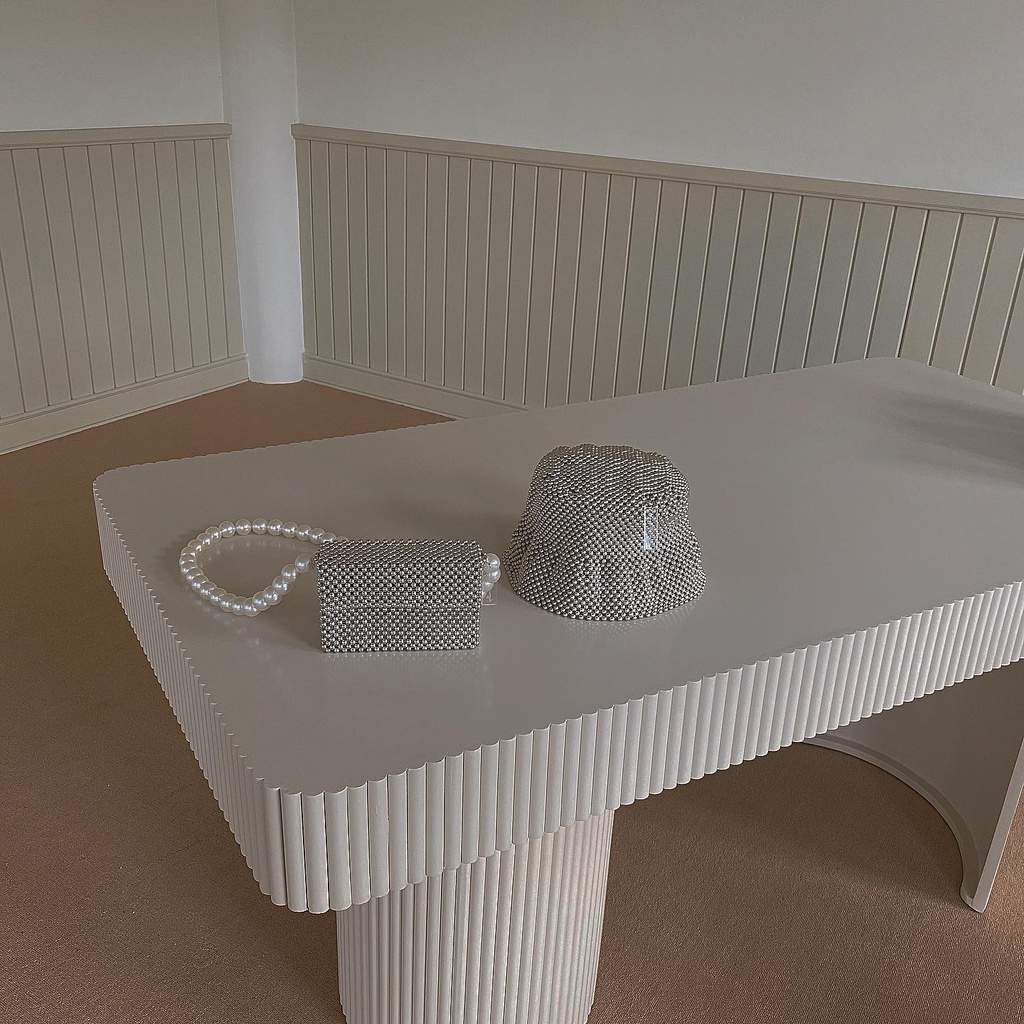 Lily Sliver Set | Combo Túi Mini Box Kèm Mũ Metalic Phong Cách Hàn Quốc