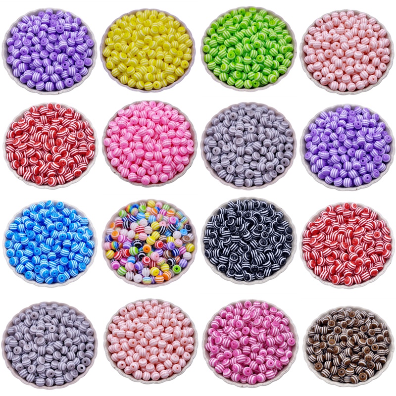 Set 50 Hạt Nhựa 6mm Màu Sắc Cầu Vồng Dùng Làm Trang Sức/ Vòng Tay/ Vòng cổ DIY