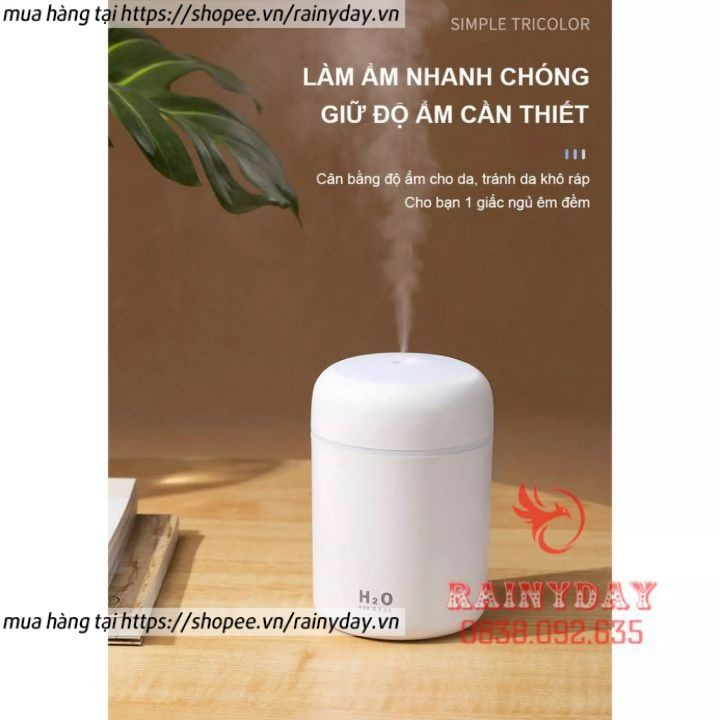 Máy phun sương tạo độ ẩm không khí mini cho xe hơi ô tô để phòng điều hòa usb có đèn led xoay 7 màu