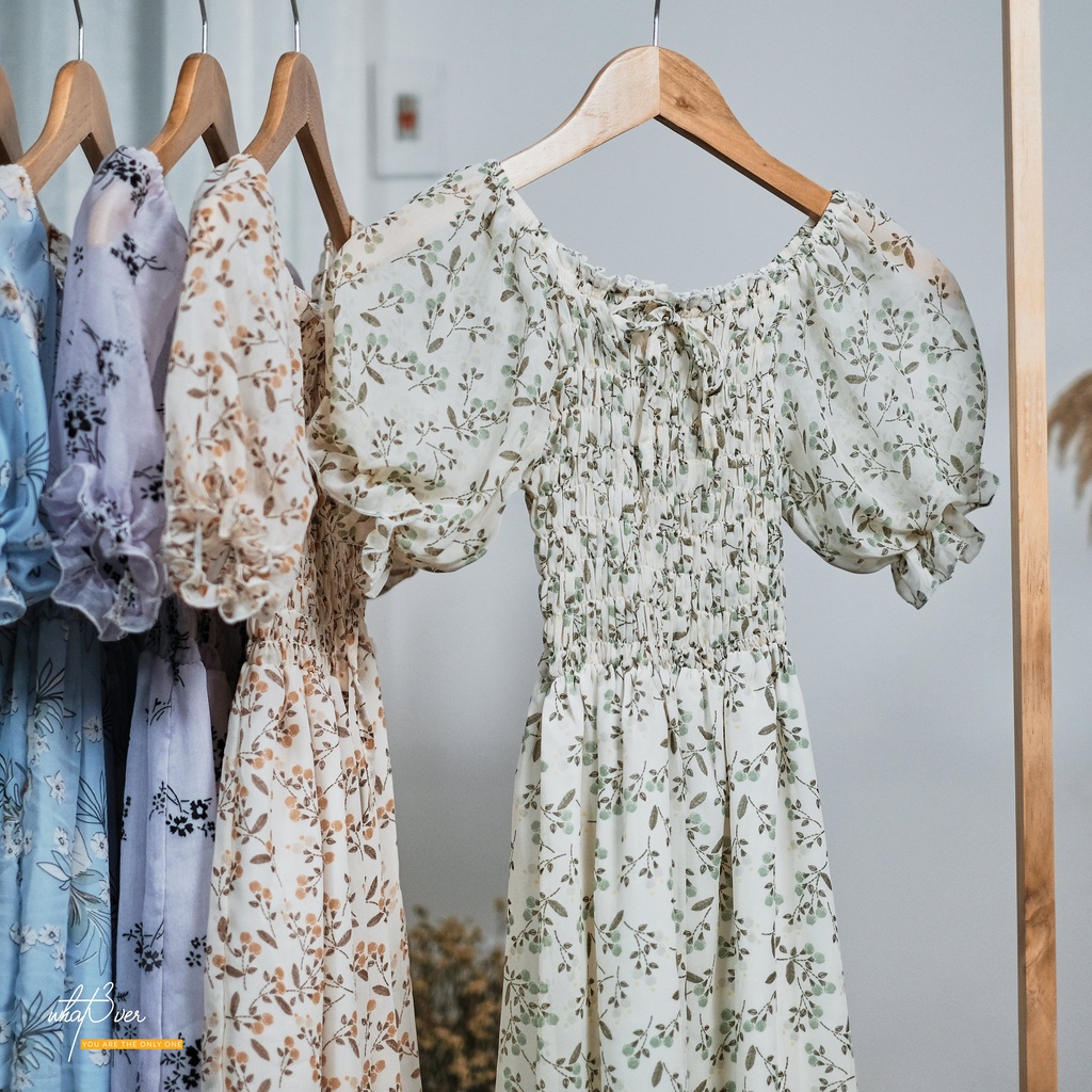 Váy hoa nhí tay ngắn Minette Dress chất liệu voan mát 8 màu hoa best seller nhà NGƠ