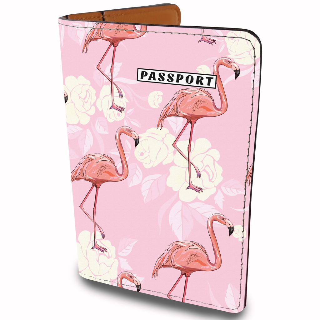 Ví Đựng Passport Du Lịch HẠC HỒNG - Bao Da Hộ Chiếu BASIC - Passport Cover Holder FLAMINGO Độc Lạ - Tính Tế - LT030