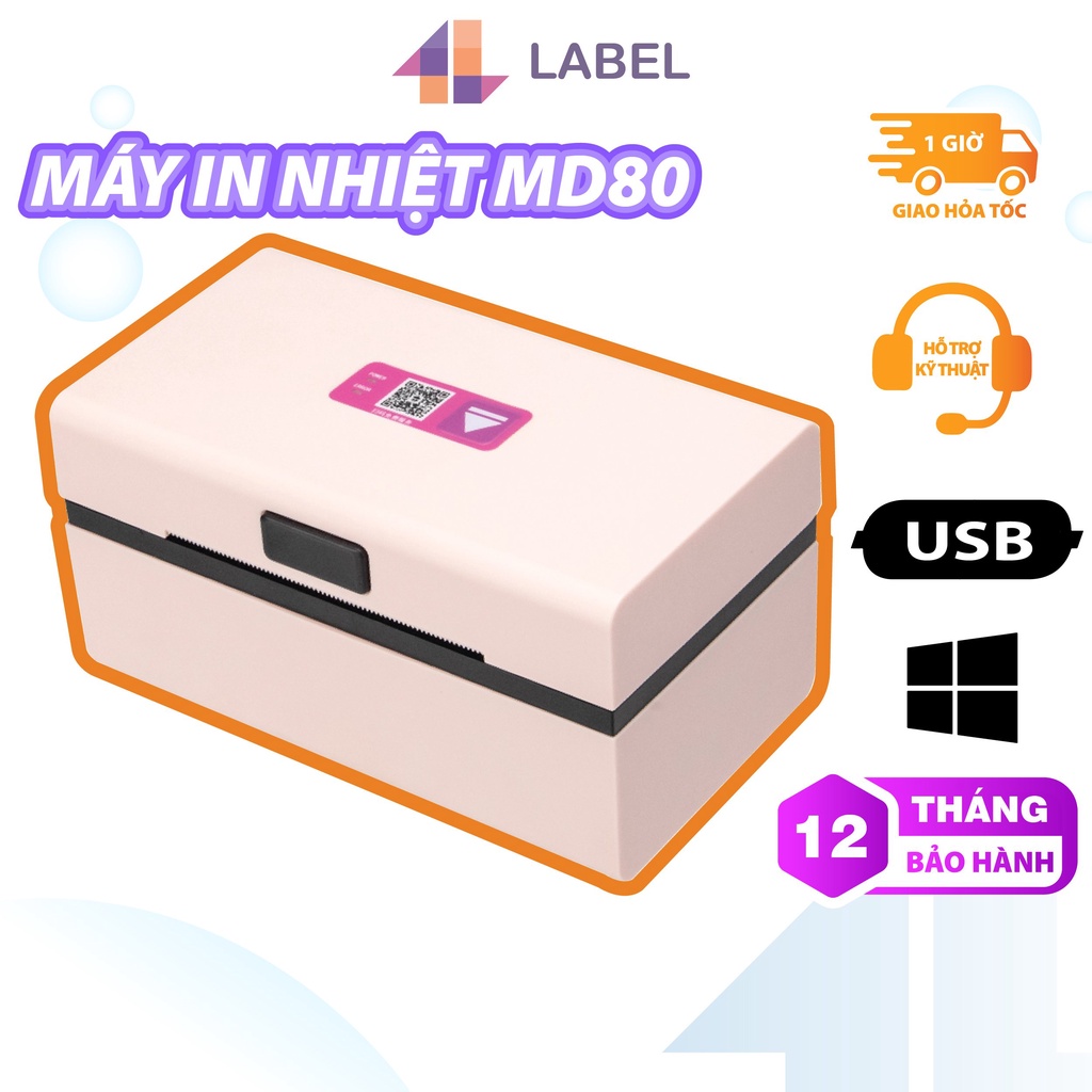 Máy in nhiệt mini A7 76x130 MD80 chuyên dụng in các loại tem vận đơn, đơn hàng TMDT, tem phụ, logo, phiếu gửi hàng nhanh